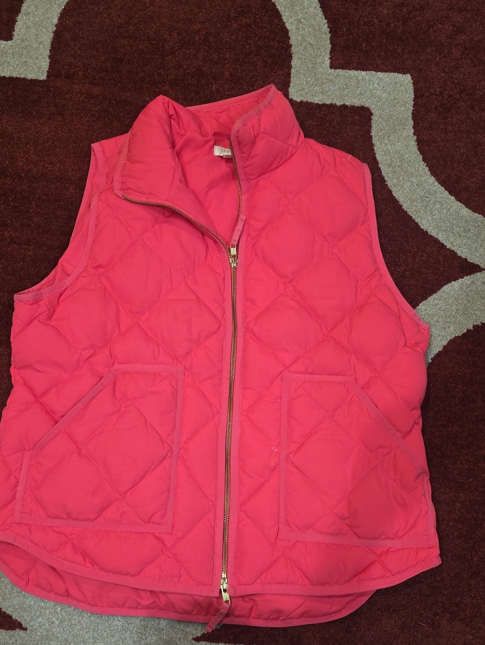 J. Crew Quilted Hot Pink Puffer Vest